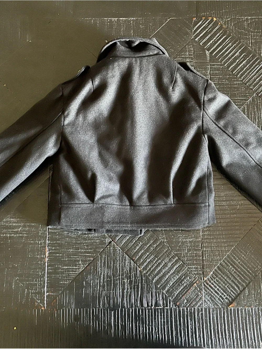 ZARA Black Cropped Double Breasted Peacoat Jacket Girls Size 9